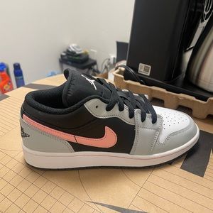 Pink White black n grey Jordan 1 low
